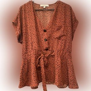 Sweet Rain xl peplum elastic tie waist beautiful rust color